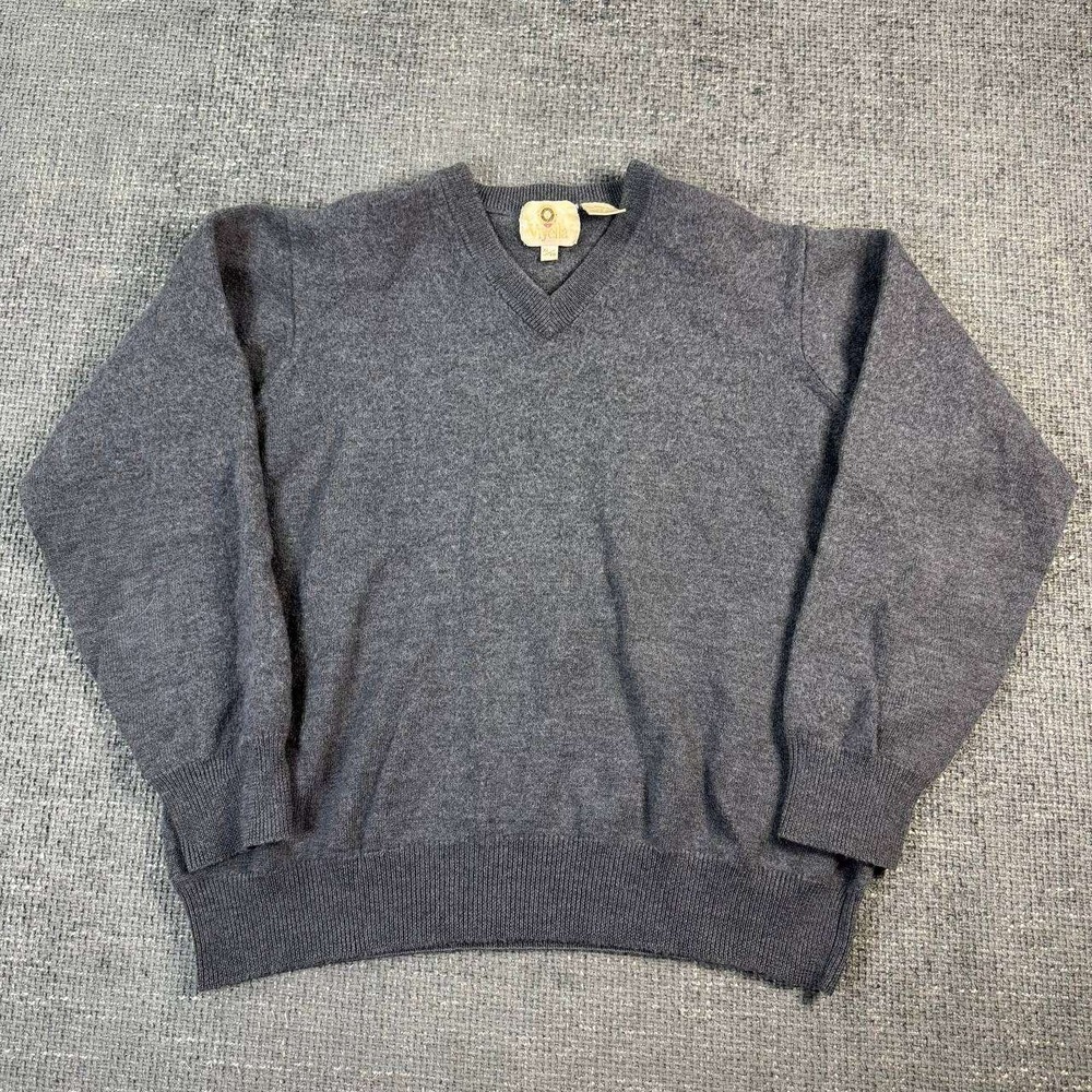 Viyella V-Neck Sweater Mens XL Charcoal Grey 100% Merino Wool Pullover